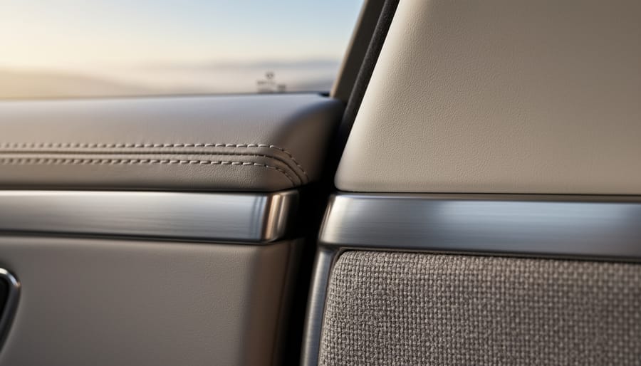 Close-up of luxury materials and built-in details in a cruise interior stateroom