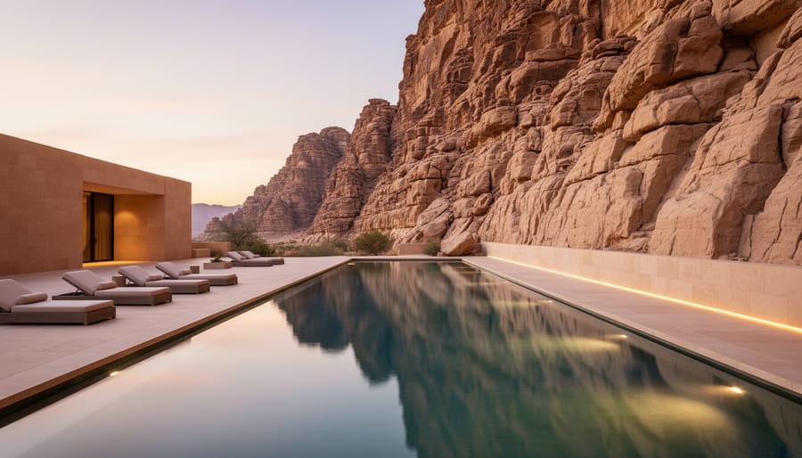 Amangiri resort pool integrated into Utah desert landscape with sandstone formations